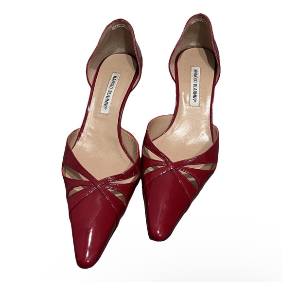 Manolo Blahnik vintage cherry red pointed toe kitten heels - Picture 4 of 5